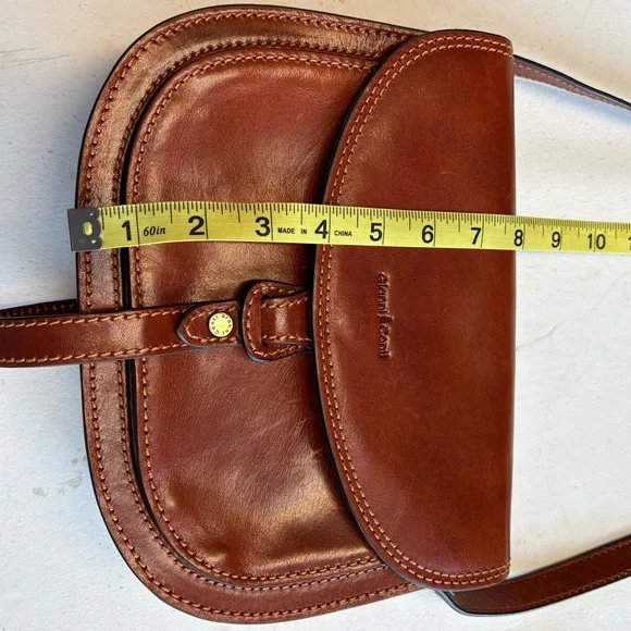 Gianni Conti Brown Leather Crossbody Saddle Bag Adjustable Strap - Picture 4 of 9